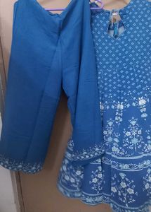 Blue Printed Kurta Set with Pants