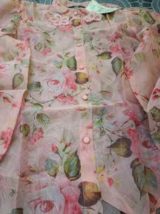 Sheer Floral Button-Up Blouse