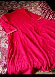 Elegant Red Anarkali Kurta Set size issue