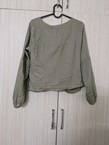 Olive Green Twist Front Top