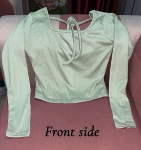 Light Green Ribbed Long Sleeve Top
