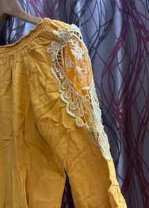 Yellow Off-Shoulder Lace Top
