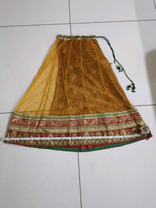 Golden &amp; Red Chaniya Choli