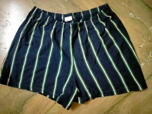 Navy Lined Printed Shorts (Women)