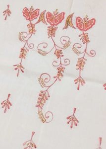 3 piece cotton embroidery pink&amp;white suit(unstitcd