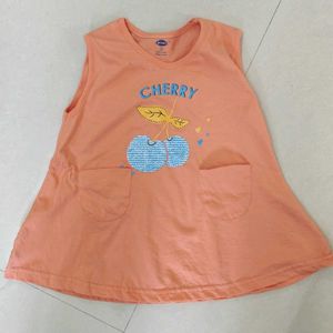 Cute Girl's Cherry Print Sleeveless Dress