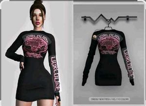 Black Graphic Long Sleeve Mini Dress