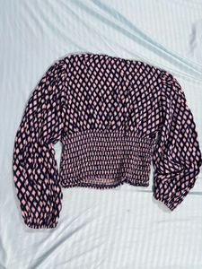 Chic Puff Sleeve Smocked Blouse