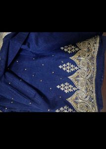 Elegant Blue Saree with Golden Border