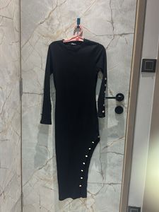 Black Ribbed Midi Dress