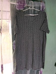 Length37,Striped V-Neck Tunic Top