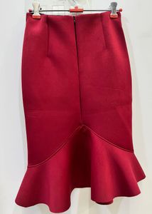 Chic Red Ruffle Hem Skirt