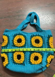 Handmade Crochet Sunflower Tote Bag