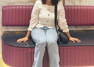 Square neck white top