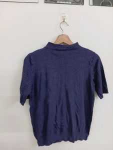 Navy Blue Mock Neck T-shirt
