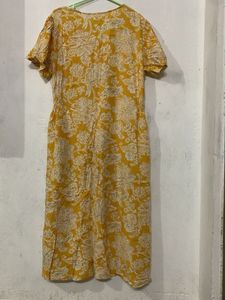 Sunny Yellow Floral Print Button-Up Dress