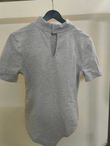 Grey Mock Neck Bodysuit