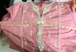 Peach and white  Embroidered Kurta set