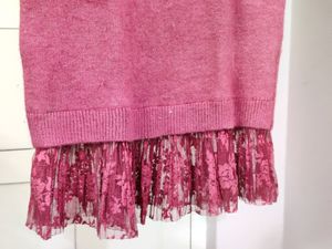 Imported pink long-sleeved sweater dress