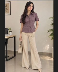Lilac Short Sleeve Button Down Shirt