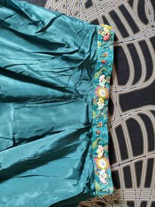 Teal Crop Top And Dhoti Set