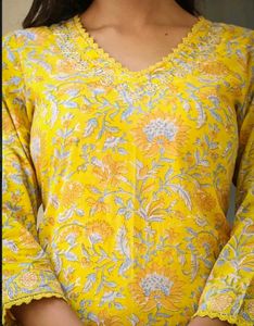 Yellow Printed Kurta Set