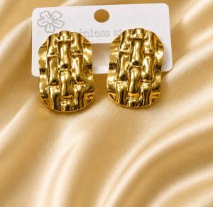 Anti Tarnish Chic Textured Gold Oval Earrings