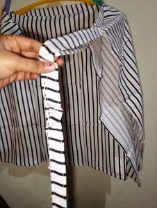 Black &amp; White Strip Design Skirt