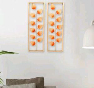 Light Weight Metal Gold Orange Wall Decor 2 Frames
