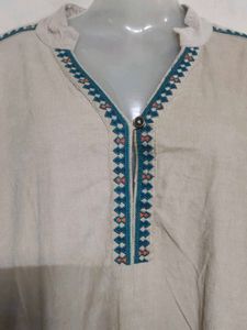Embroidered Suede Ethnic Dress for Early Winter