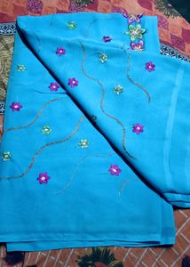 Light Blue Floral Saree
