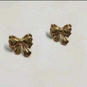 Anti Tarnish Gold Tone Bow Earrings