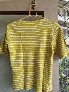 Yellow Striped Crop Top