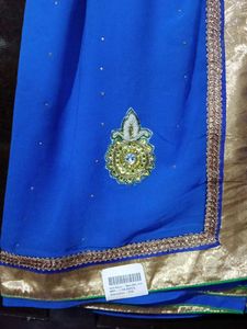 Royal Blue Embellished Saree