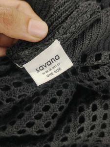 Chic Black Mesh Knit Top