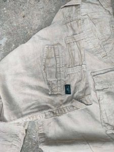 Men's Beige Corduroy Cargo Pants