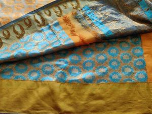 yellow and blue Korvai kanchipuram silk