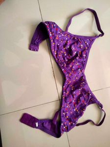 Charming Floral Print Purple Bra