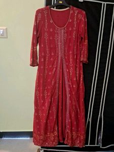 Red Embellished Kurta
