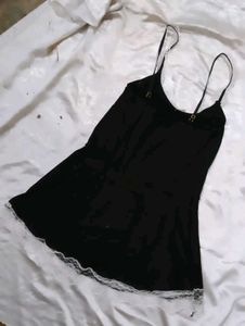 Cute Black Lace Trim Nightgown