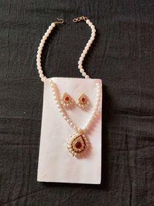 Pearl Necklace and Earring Set