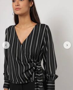 Striped Wrap Blouse
