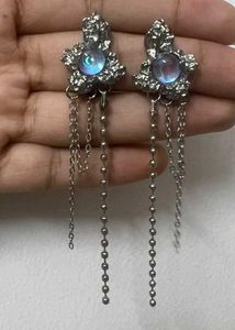 Alt Grunge Opalite Chain Drop Earrings