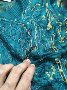 Vintage Emerald Green Print Sweater