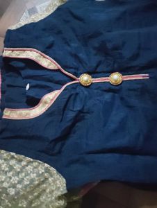 Elegant Navy Blue Embroidered kurti