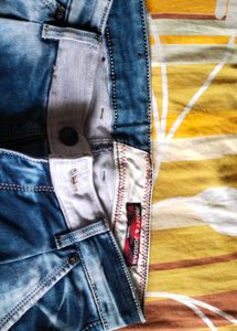 Distressed Blue Wash Denim Jeans