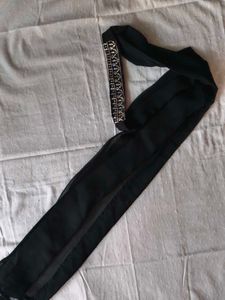 Embroidered Black Palazzo Pants