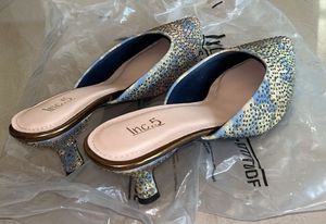 Sparkling Pointed Navy Toe Mules