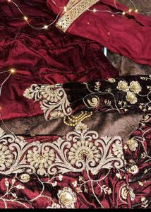 Embroidered Velvet Lehenga Choli Set