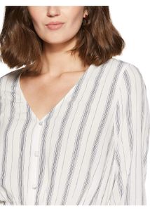 Striped V-Neck Button-Up Top